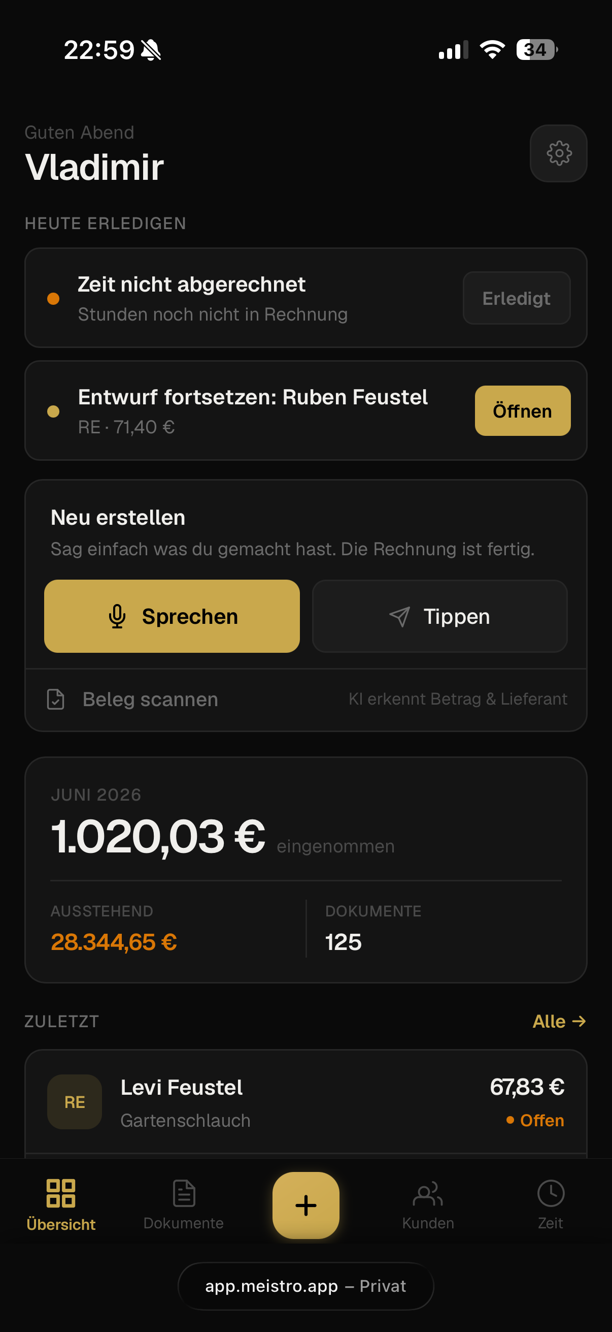 MEISTRO Home — Sprechen-Button
