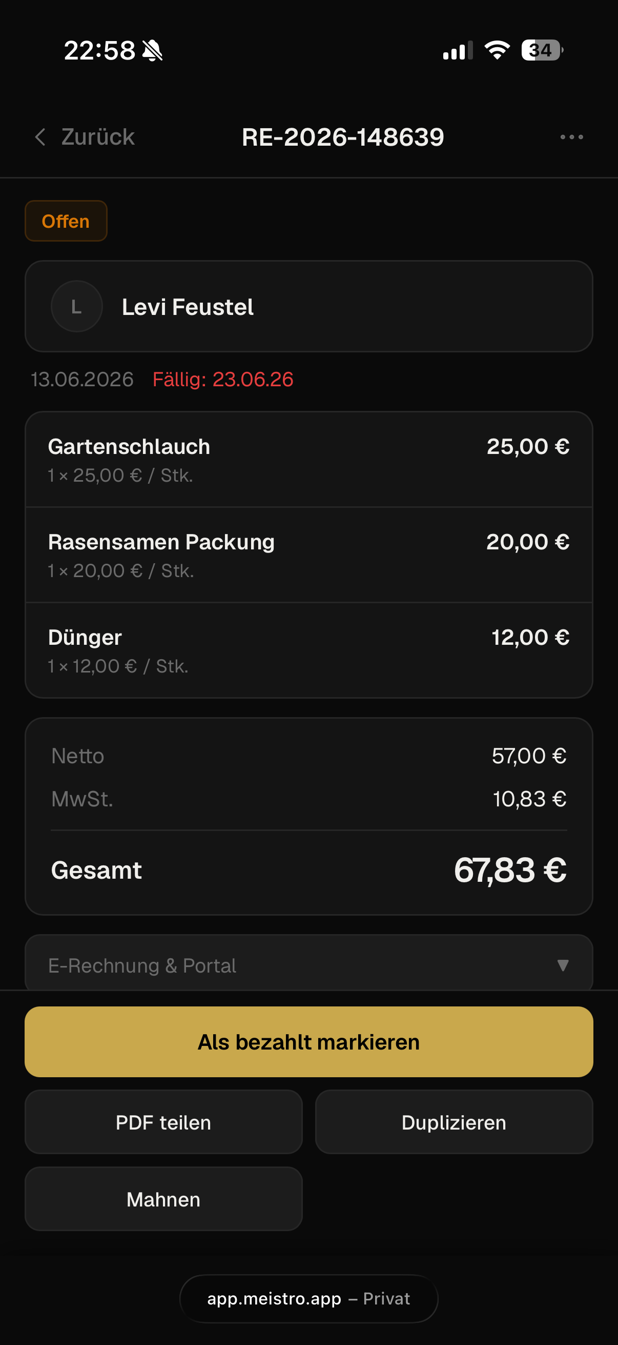 Fertige Rechnung